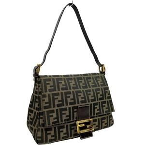 Fendi Mamma Bucket Shoulder Bag Canvas Leather Brown